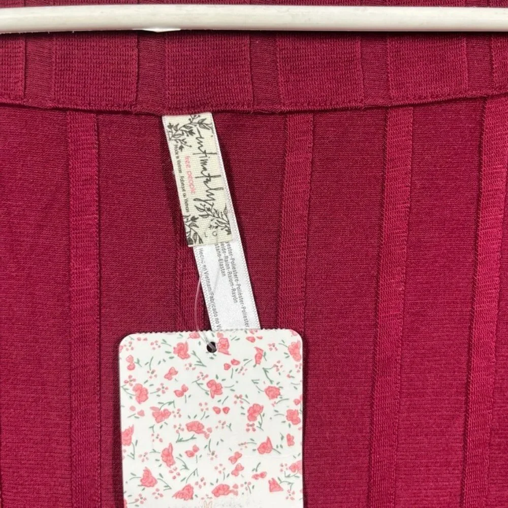 FREE PEOPLE INTIMATELY Bodysuit Large Maroon Long Sleeve Beside Me Ribbed Thong - Picture 2 of 8